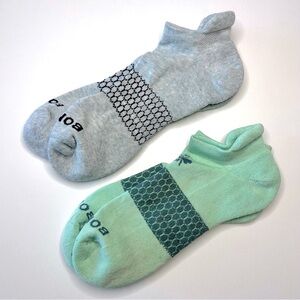Bombas New 2 pair Ankle Socks Large Gray Navy Green Charcoal Honeycomb Unisex